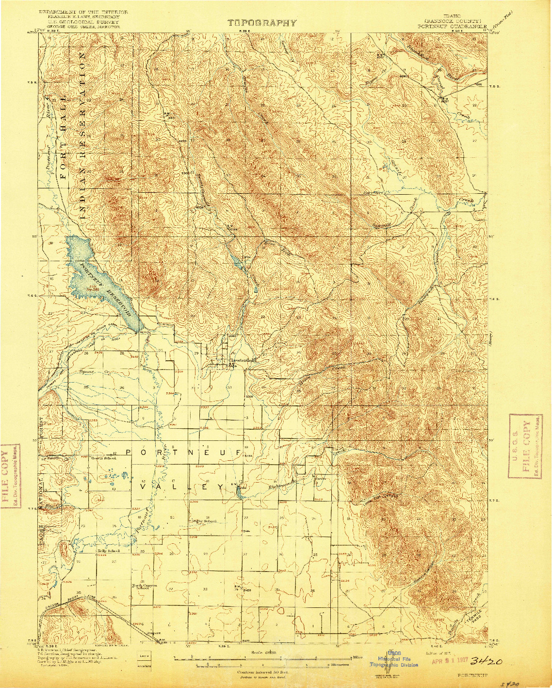 USGS 1:62500-SCALE QUADRANGLE FOR PORTNEUF, ID 1917