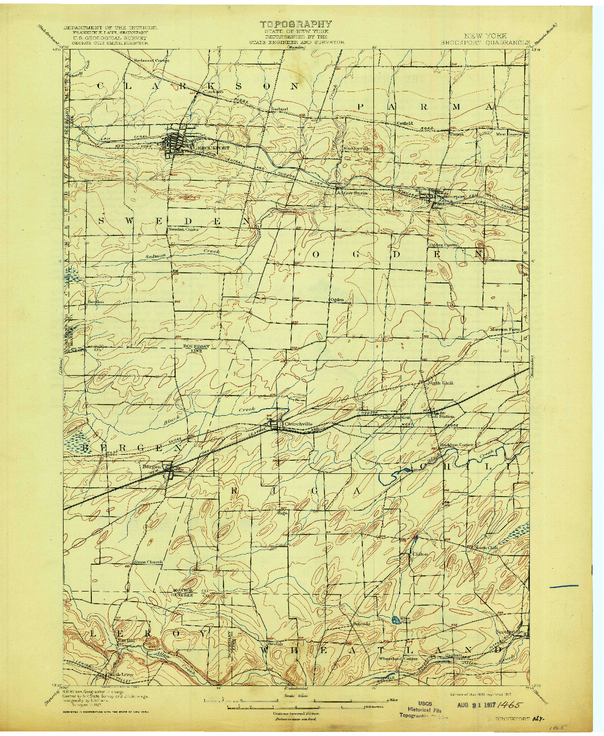 USGS 1:62500-SCALE QUADRANGLE FOR BROCKPORT, NY 1899