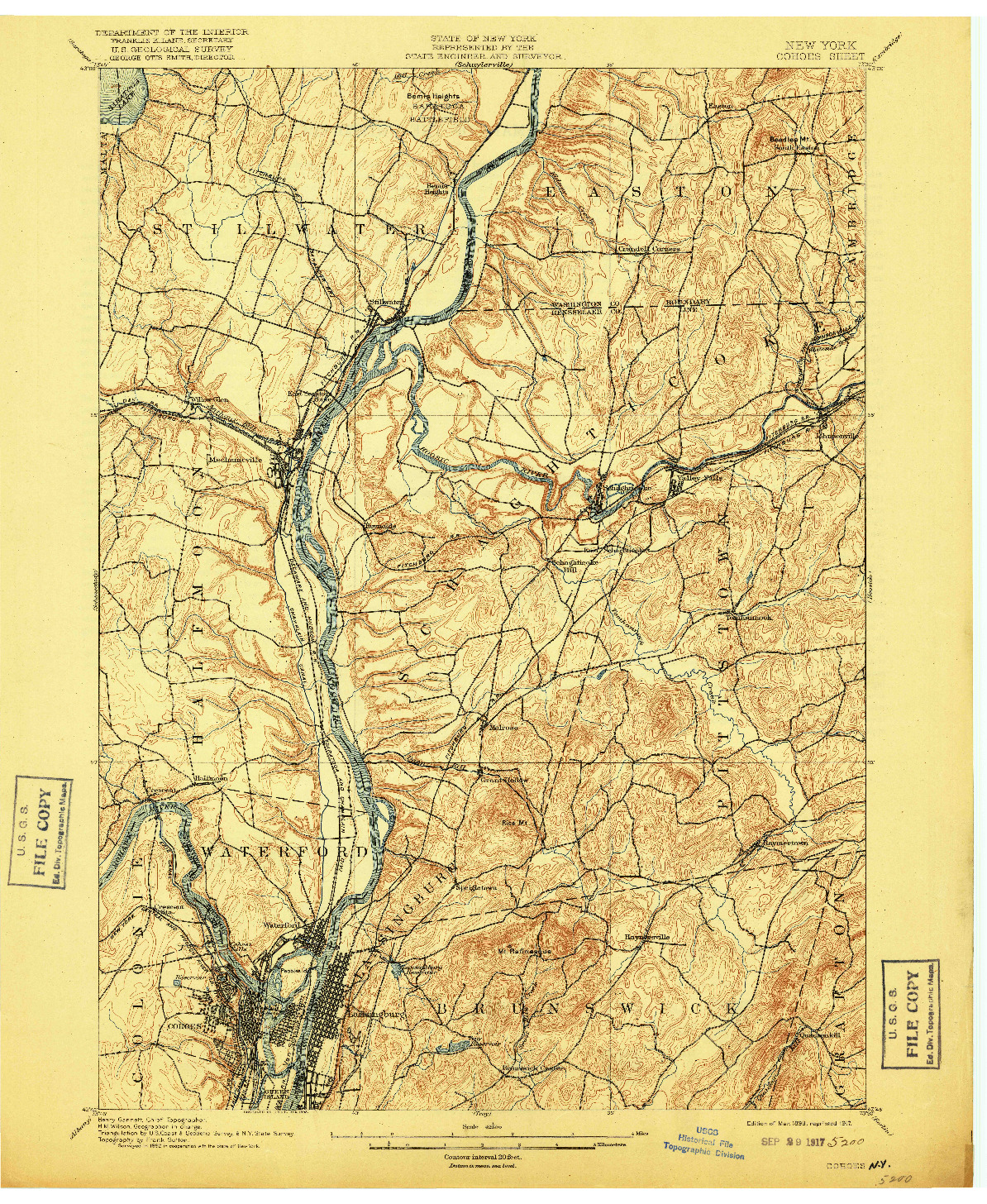 USGS 1:62500-SCALE QUADRANGLE FOR COHOES, NY 1898