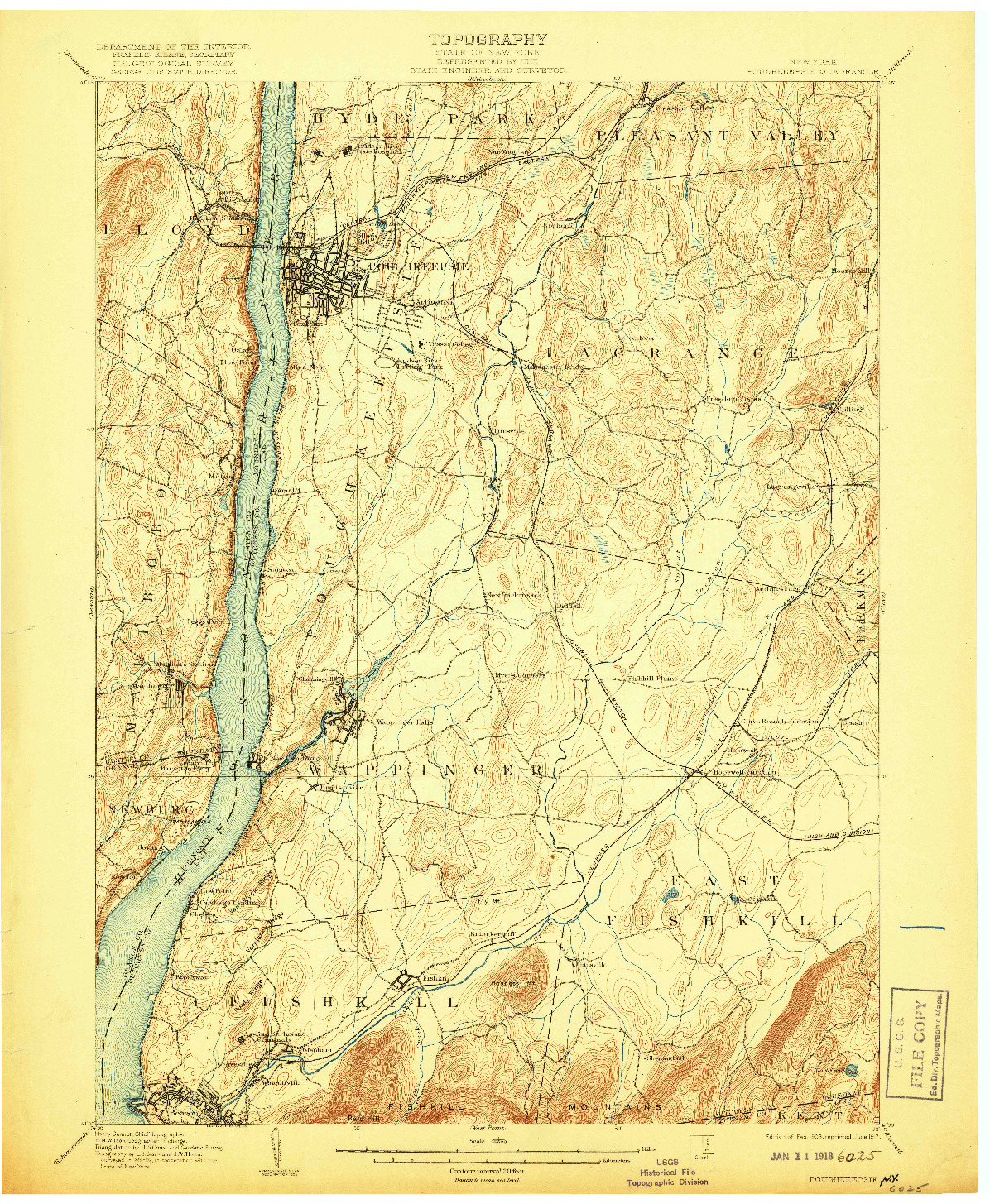 USGS 1:62500-SCALE QUADRANGLE FOR POUGHKEEPSIE, NY 1903