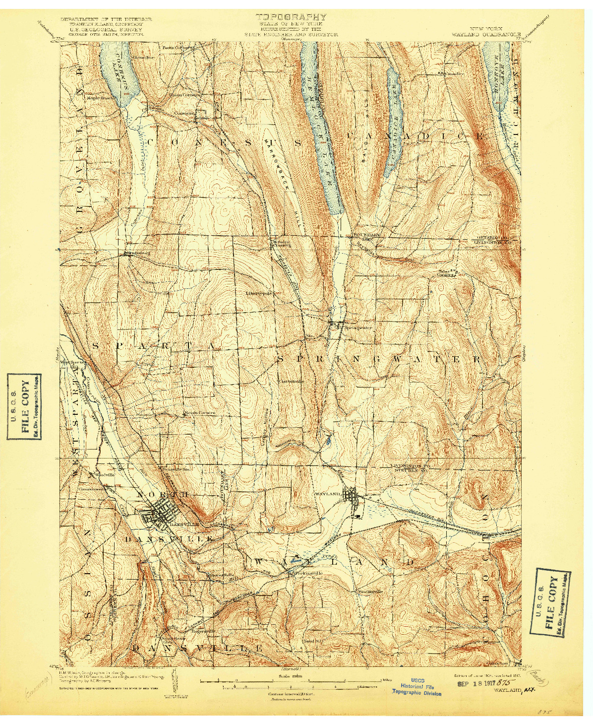 USGS 1:62500-SCALE QUADRANGLE FOR WAYLAND, NY 1904