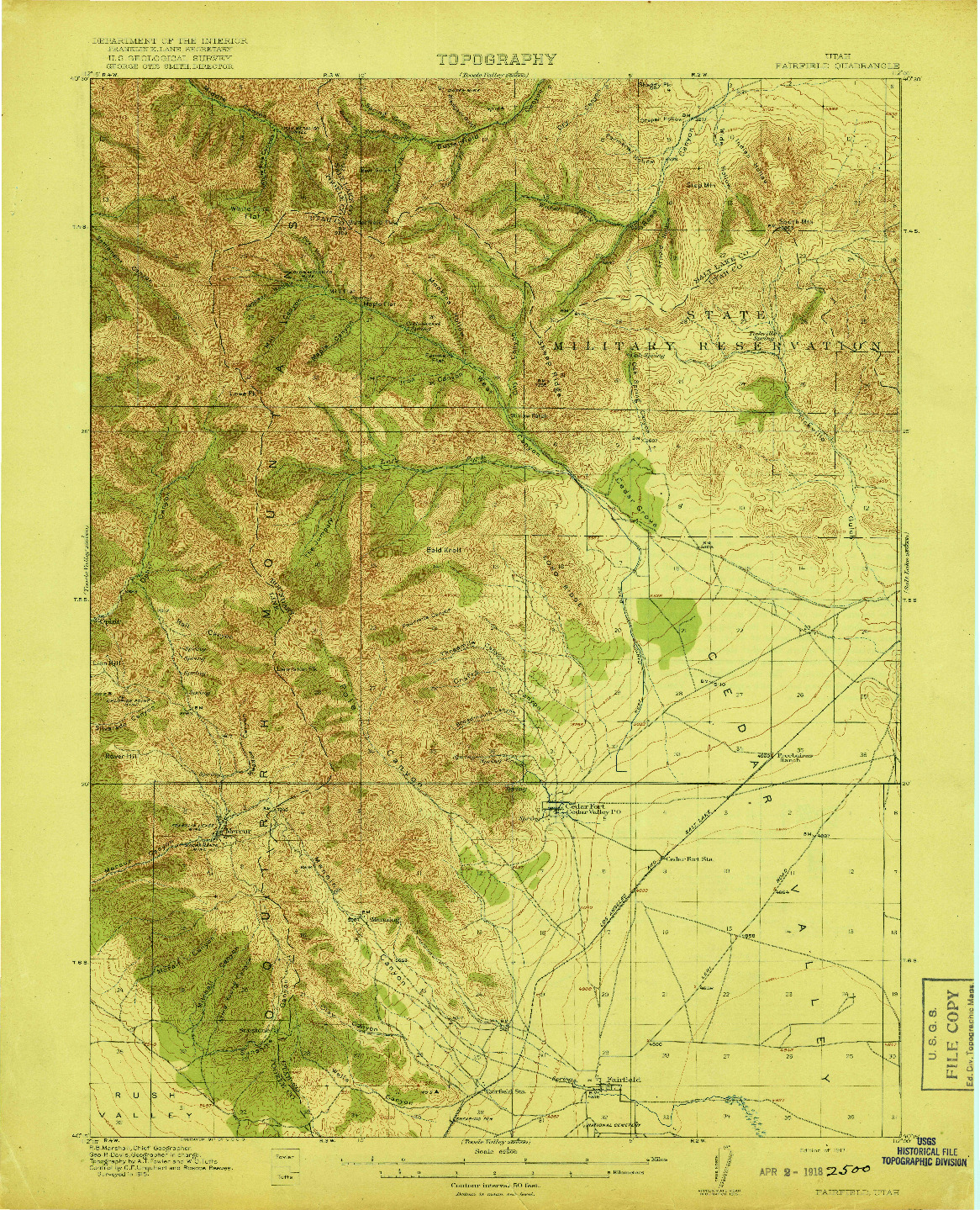 USGS 1:62500-SCALE QUADRANGLE FOR FAIRFIELD, UT 1917