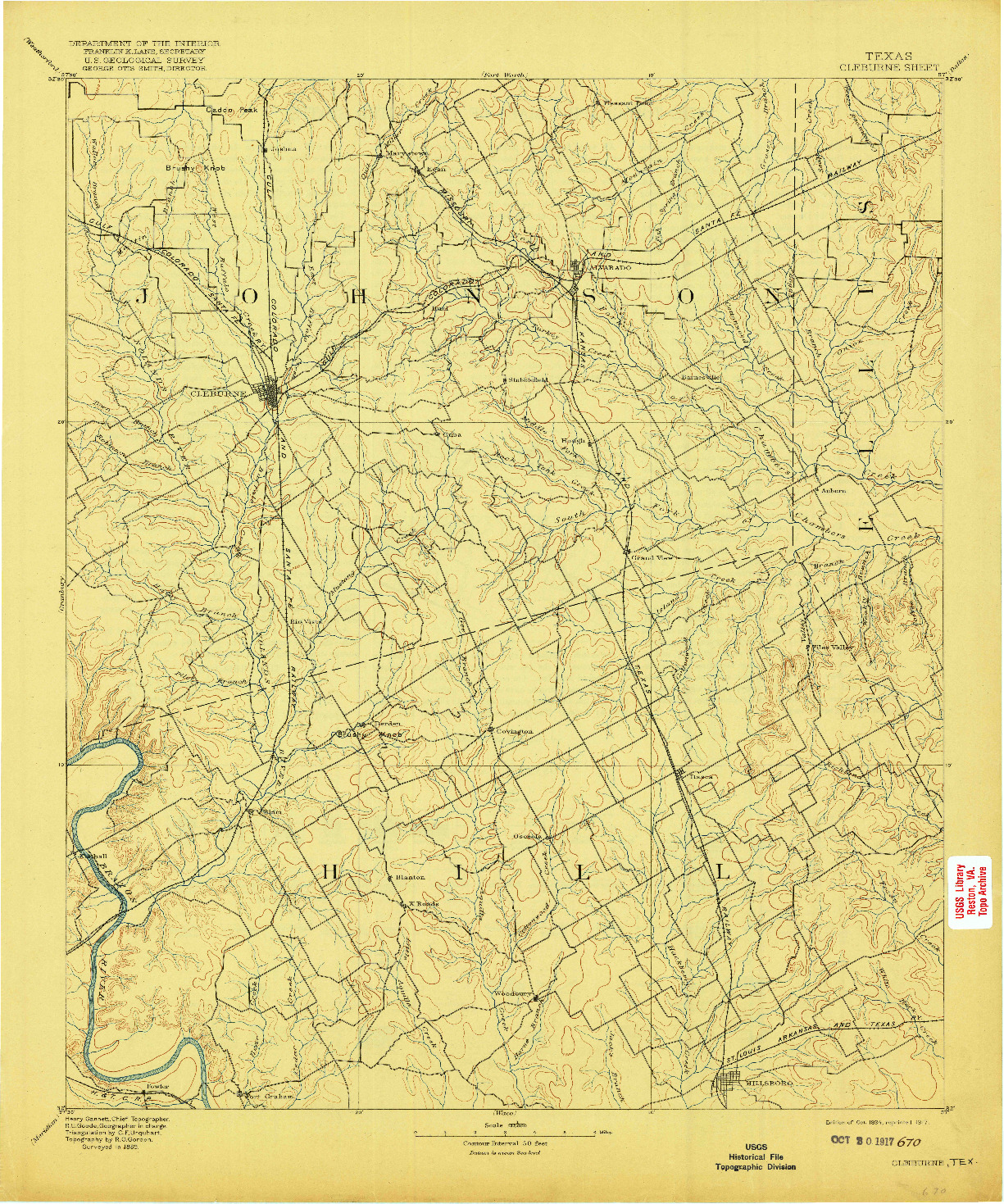 USGS 1:125000-SCALE QUADRANGLE FOR CLEBURNE, TX 1894