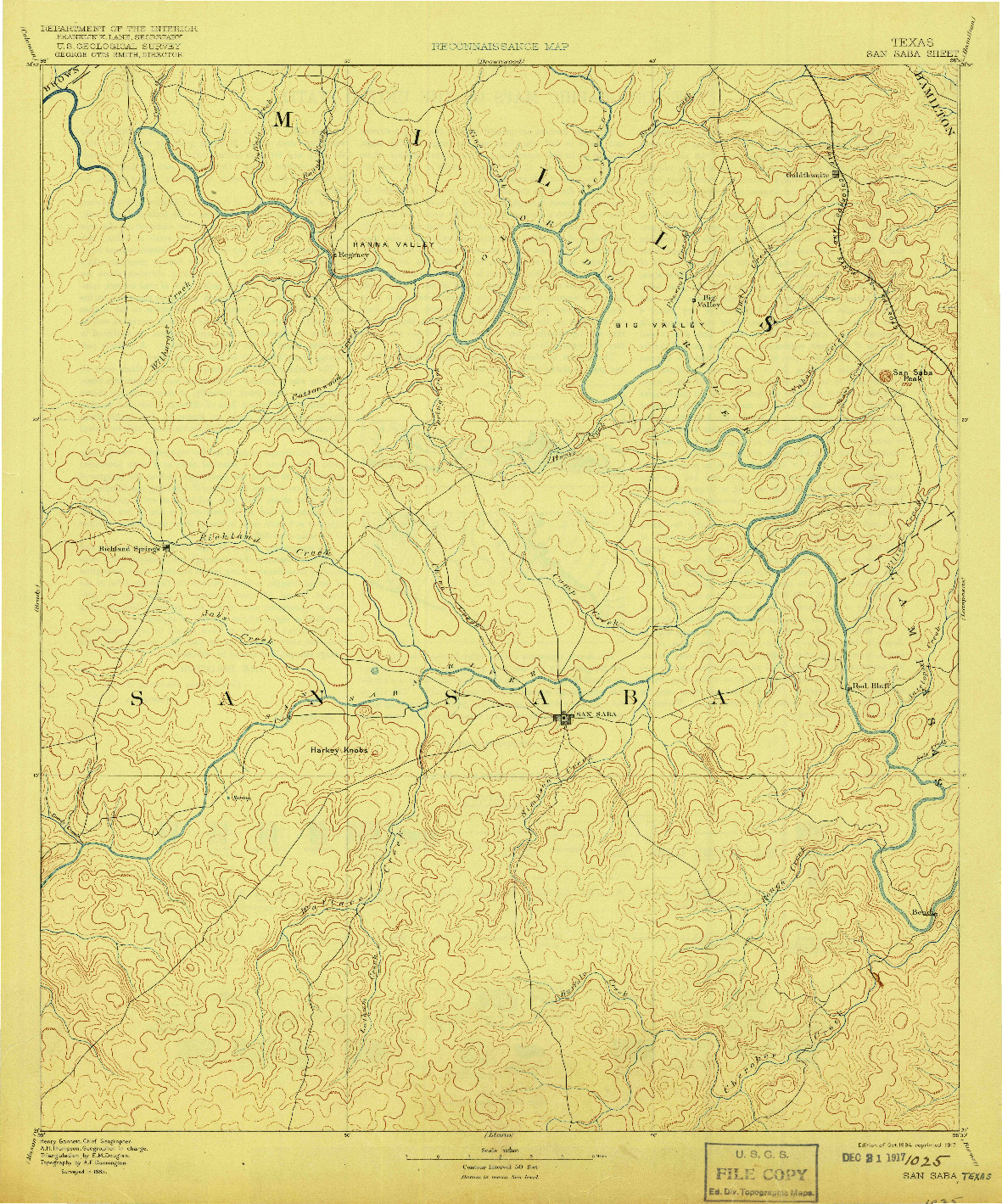 USGS 1:125000-SCALE QUADRANGLE FOR SAN SABA, TX 1894