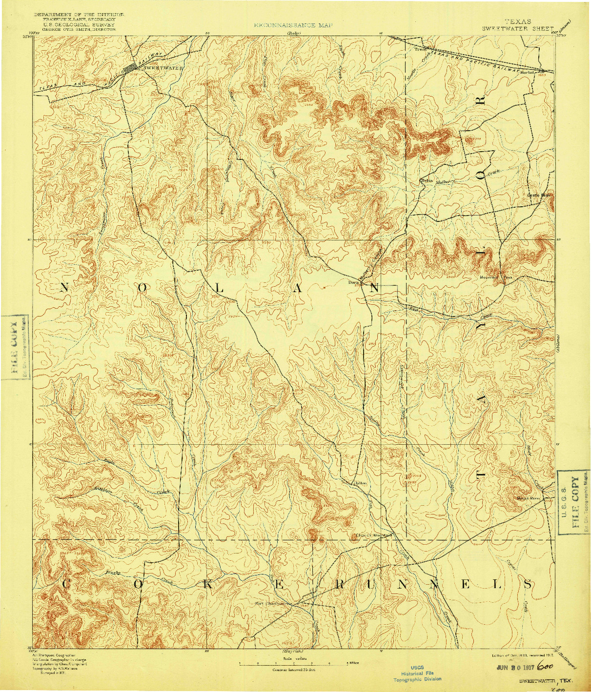 USGS 1:125000-SCALE QUADRANGLE FOR SWEETWATER, TX 1893