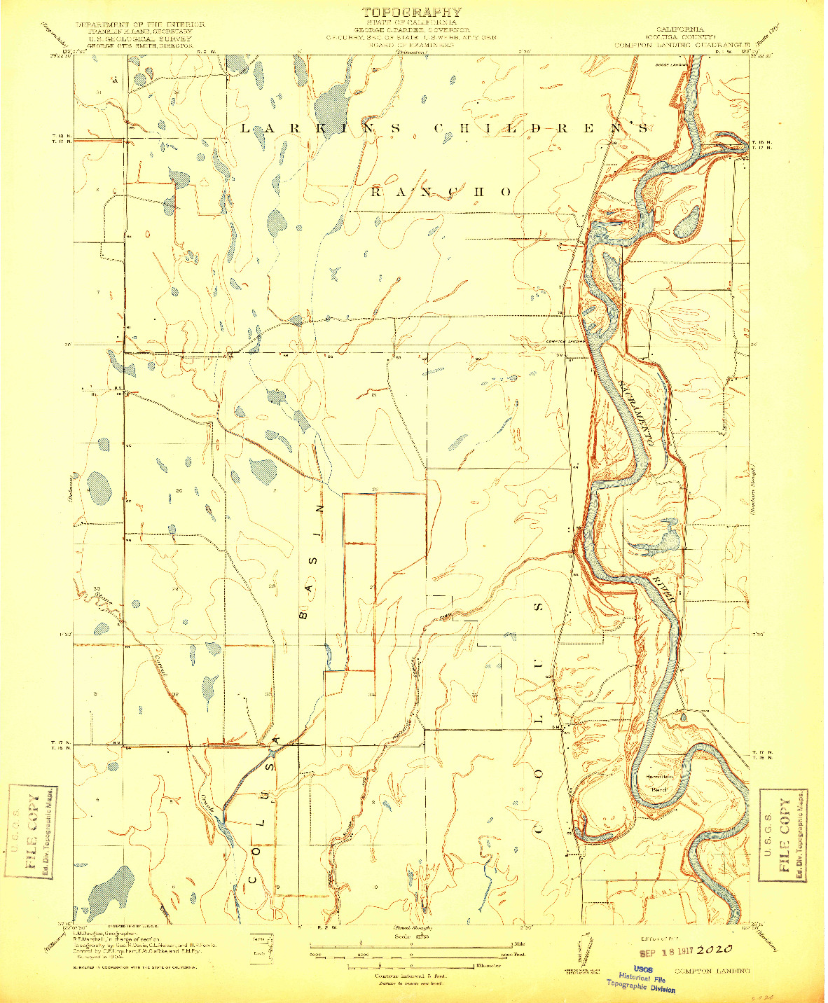 USGS 1:31680-SCALE QUADRANGLE FOR COMPTON LANDING, CA 1917