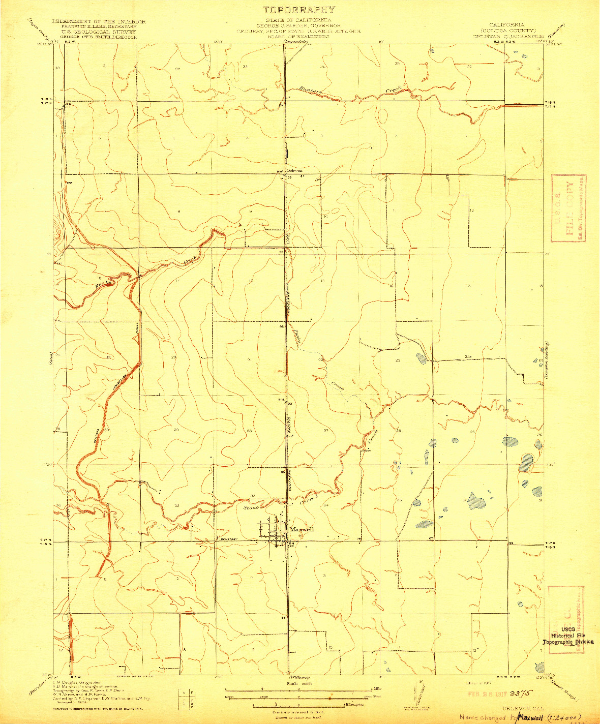 USGS 1:31680-SCALE QUADRANGLE FOR DELEVAN, CA 1917