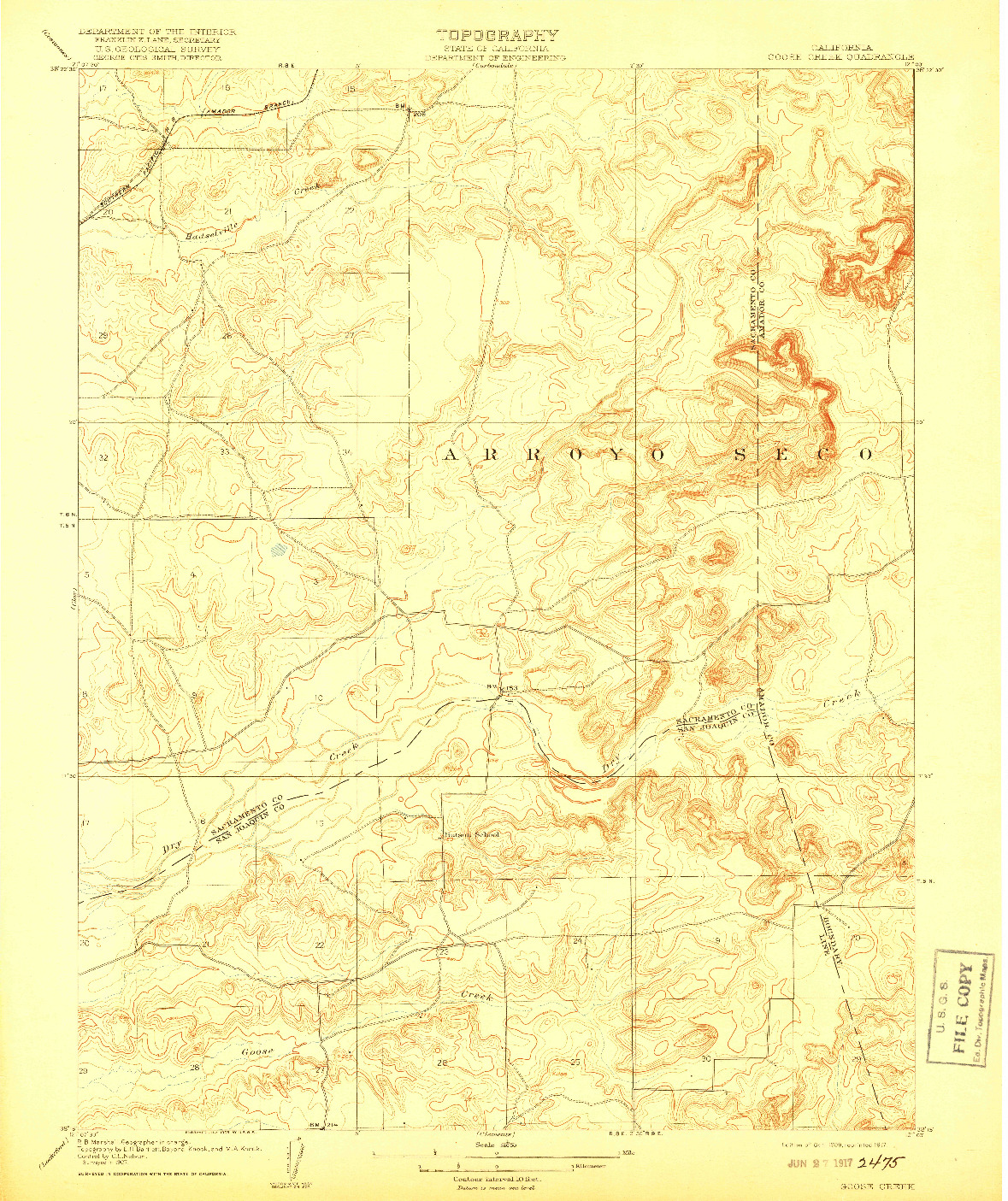 USGS 1:31680-SCALE QUADRANGLE FOR GOOSE CREEK, CA 1909