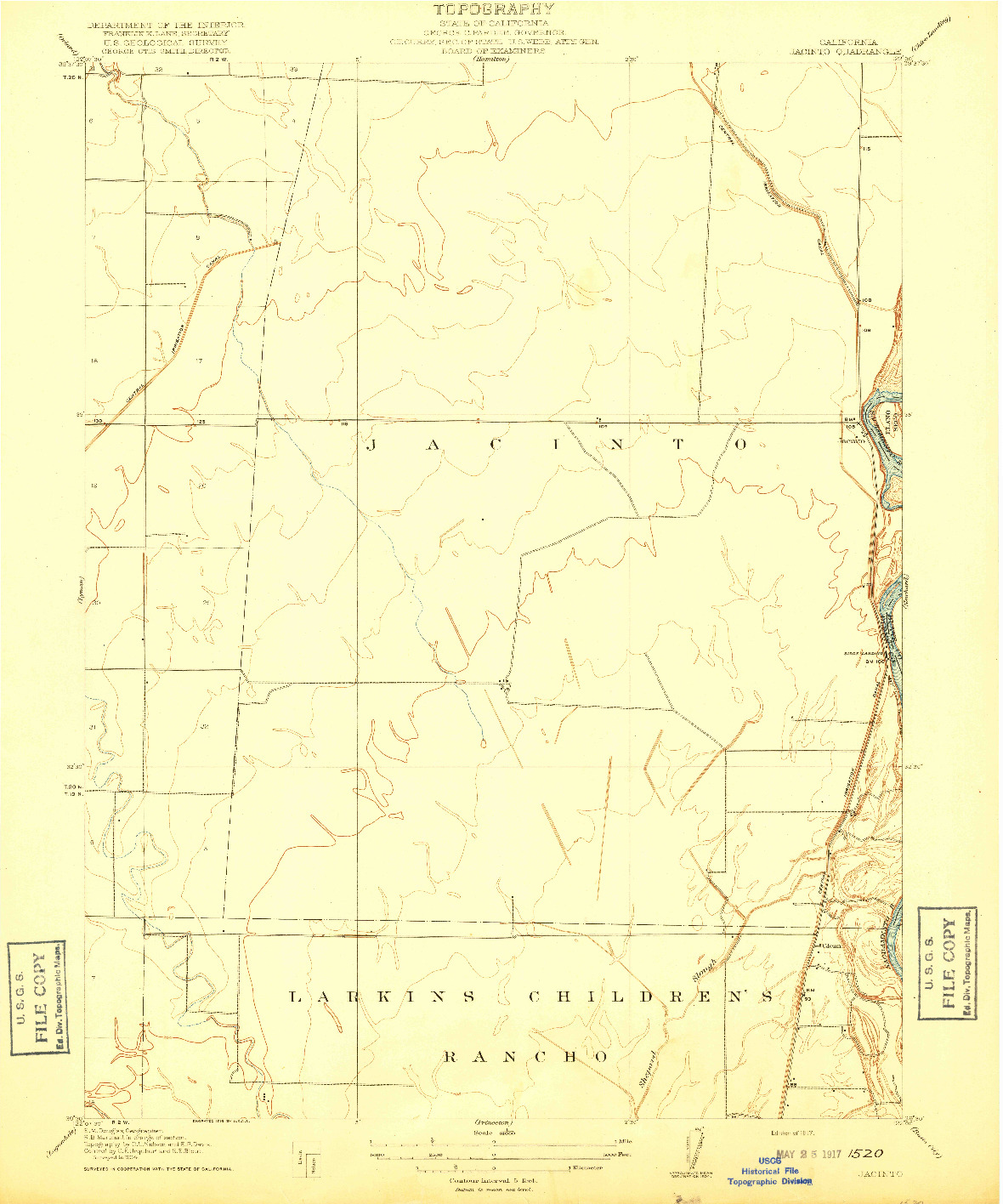 USGS 1:31680-SCALE QUADRANGLE FOR JACINTO, CA 1917