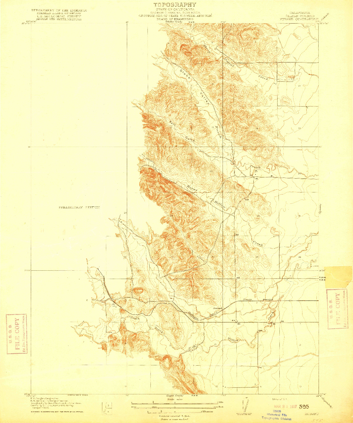 USGS 1:31680-SCALE QUADRANGLE FOR KURAND, CA 1917