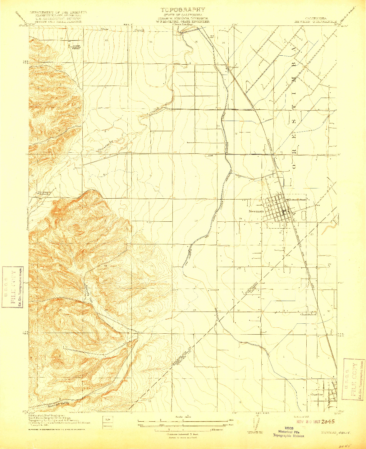 USGS 1:31680-SCALE QUADRANGLE FOR NEWMAN, CA 1917