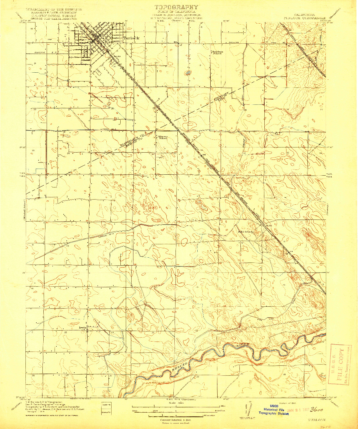 USGS 1:31680-SCALE QUADRANGLE FOR TURLOCK, CA 1917