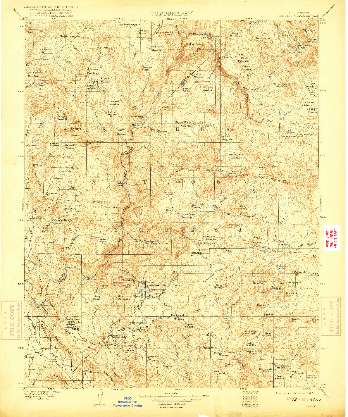 USGS 1:125000-SCALE QUADRANGLE FOR KAISER, CA 1904