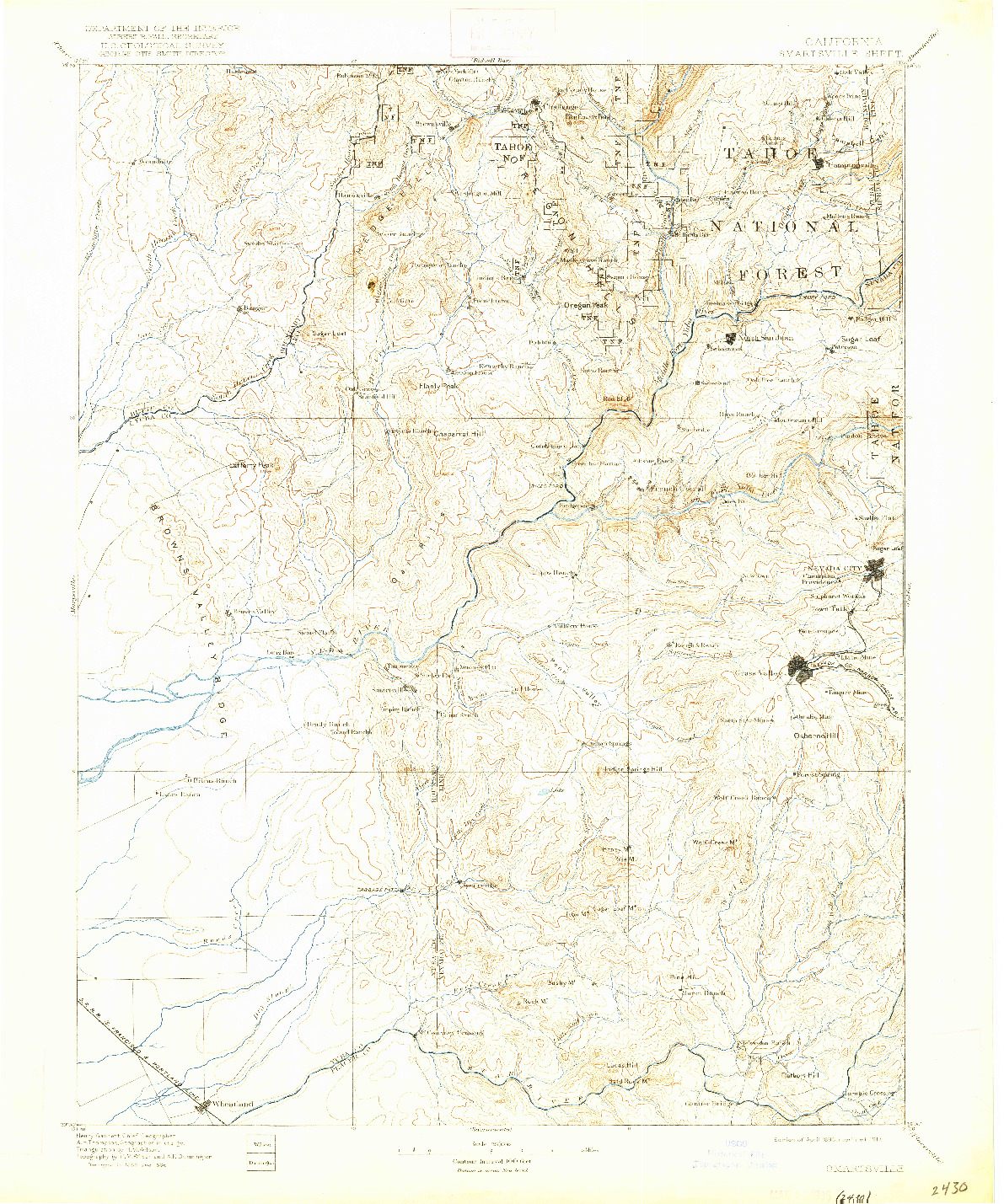 USGS 1:125000-SCALE QUADRANGLE FOR SMARTSVILLE, CA 1895