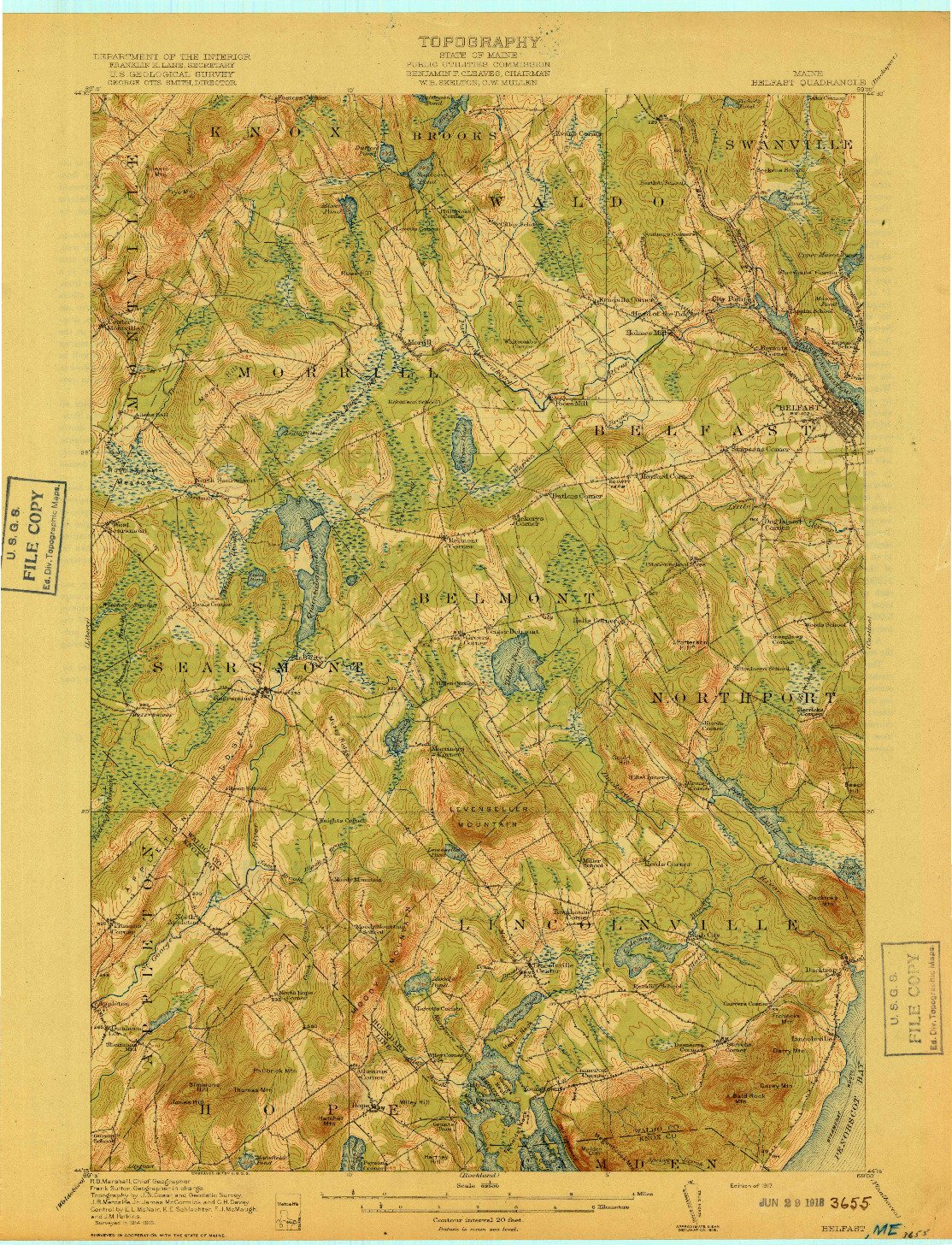 USGS 1:62500-SCALE QUADRANGLE FOR BELFAST, ME 1917