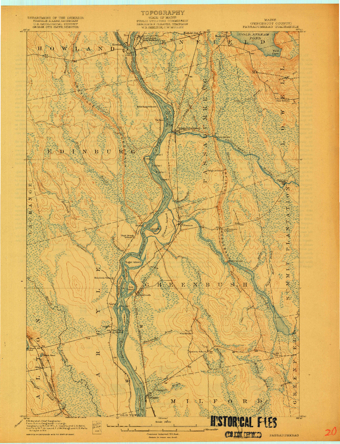 USGS 1:62500-SCALE QUADRANGLE FOR PASSADUMKEAG, ME 1917