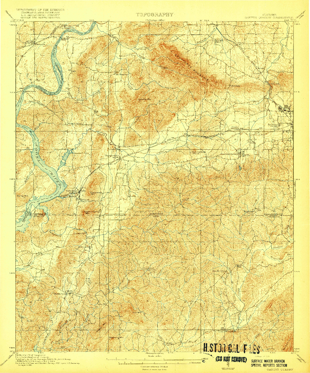 USGS 1:62500-SCALE QUADRANGLE FOR GANTTS QUARRY, AL 1917