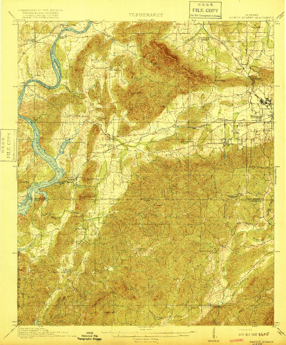 USGS 1:62500-SCALE QUADRANGLE FOR GANTTS QUARRY, AL 1917