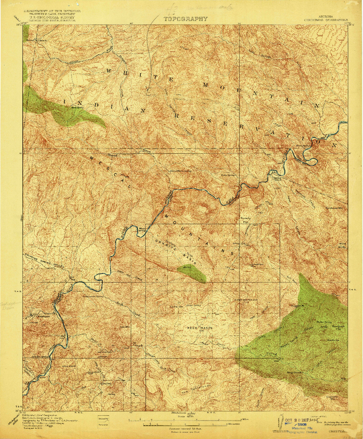 USGS 1:62500-SCALE QUADRANGLE FOR CHRISTMAS, AZ 1917