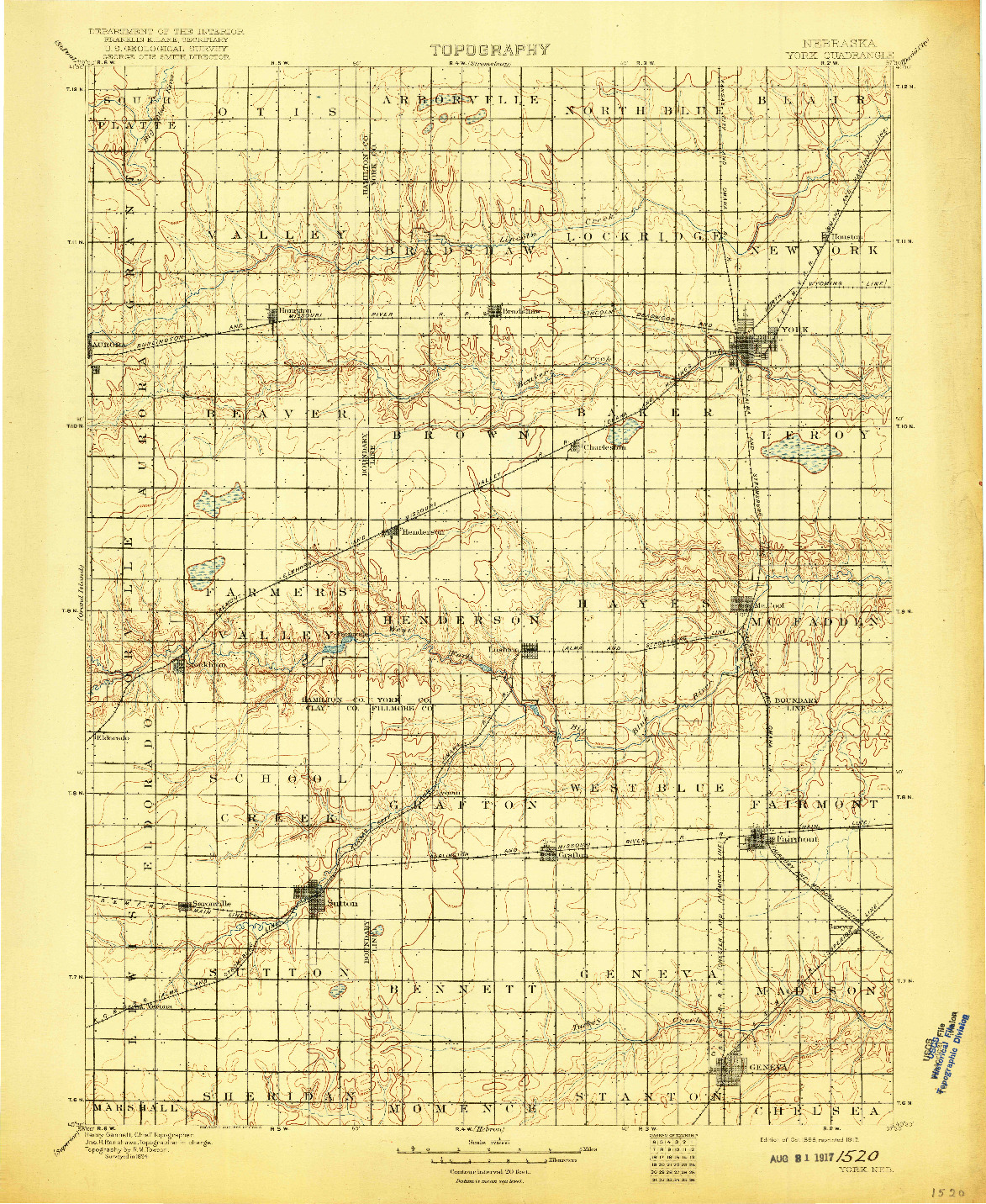 USGS 1:125000-SCALE QUADRANGLE FOR YORK, NE 1898