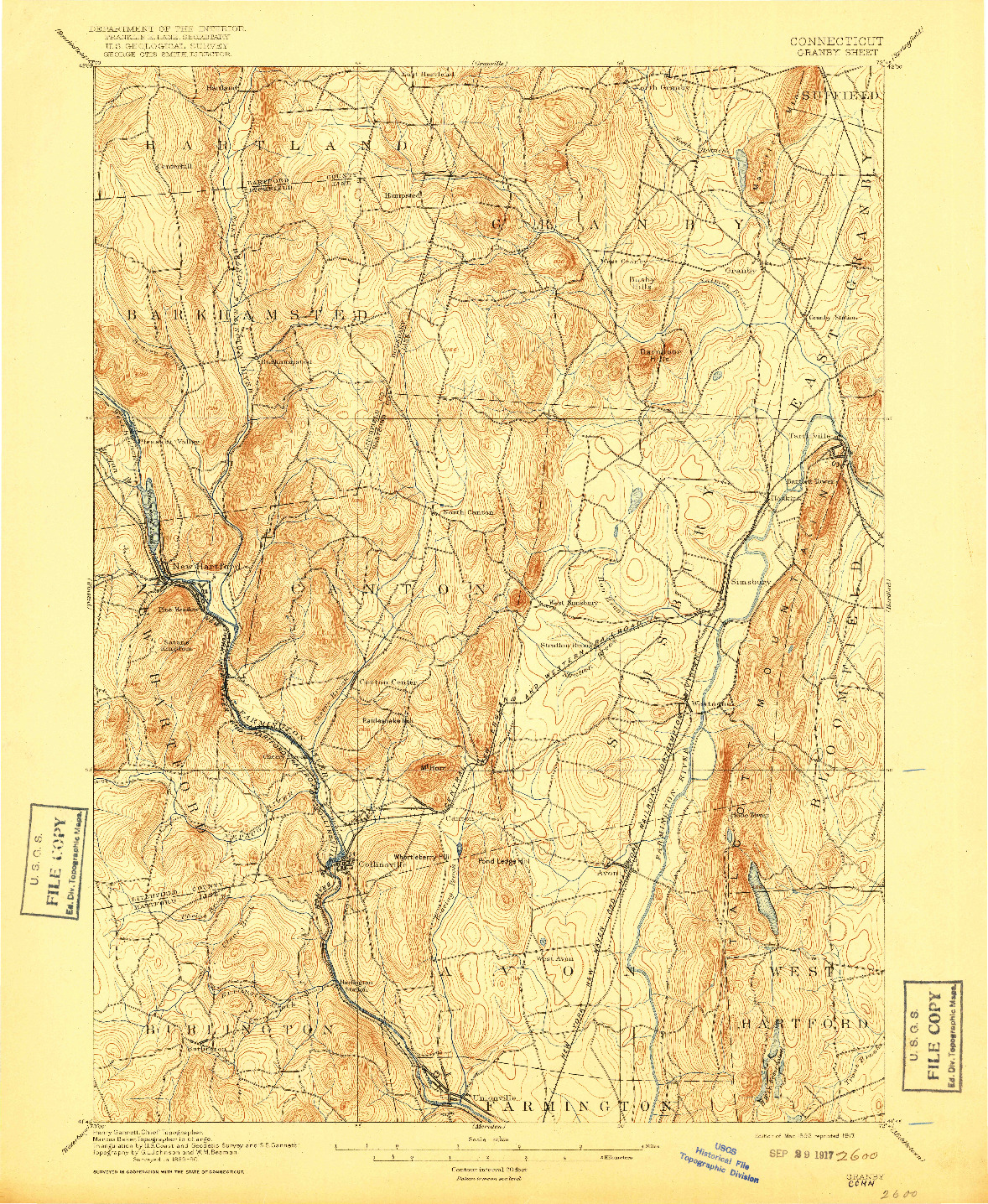 USGS 1:62500-SCALE QUADRANGLE FOR GRANBY, CT 1892