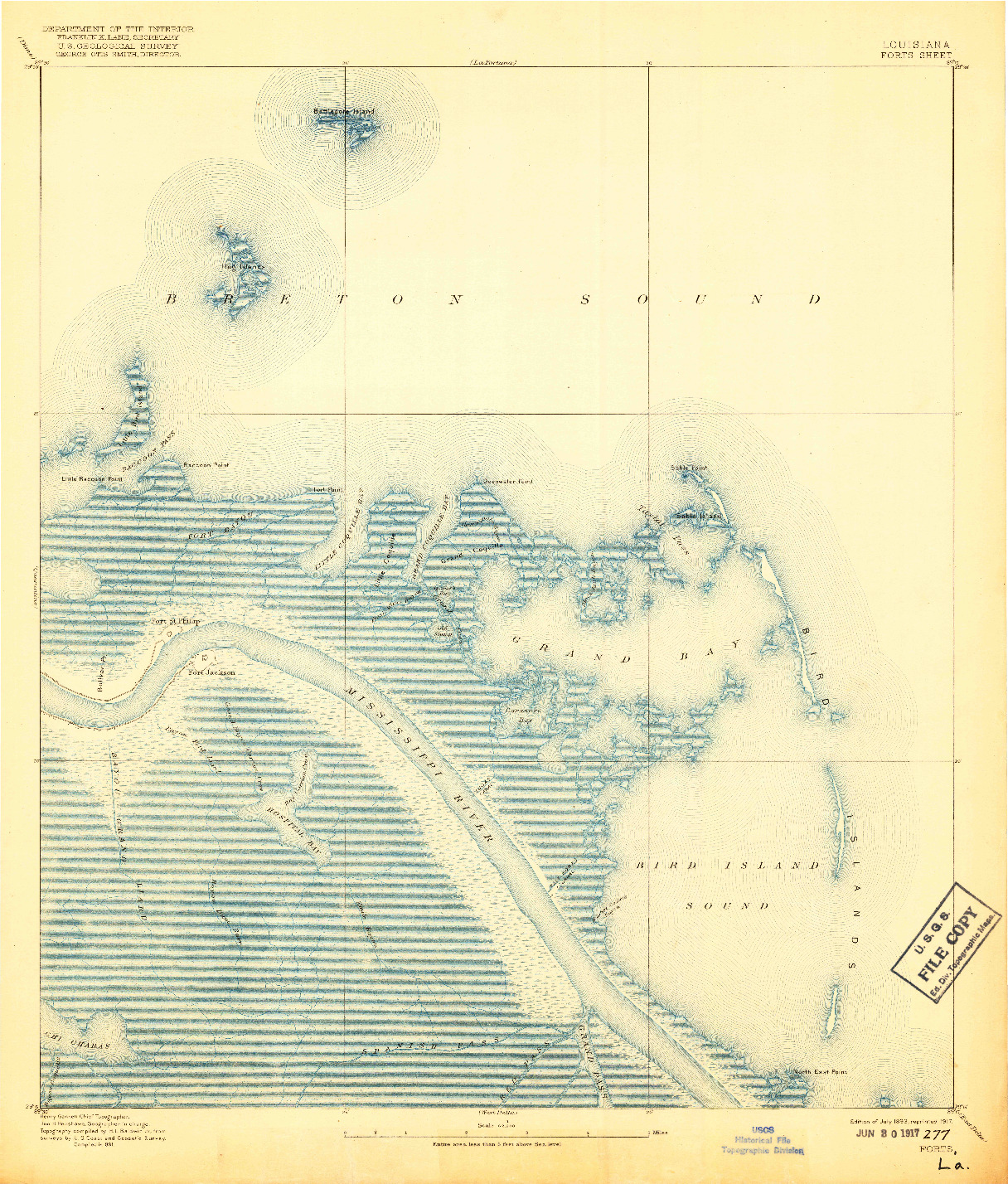 USGS 1:62500-SCALE QUADRANGLE FOR FORTS, LA 1893