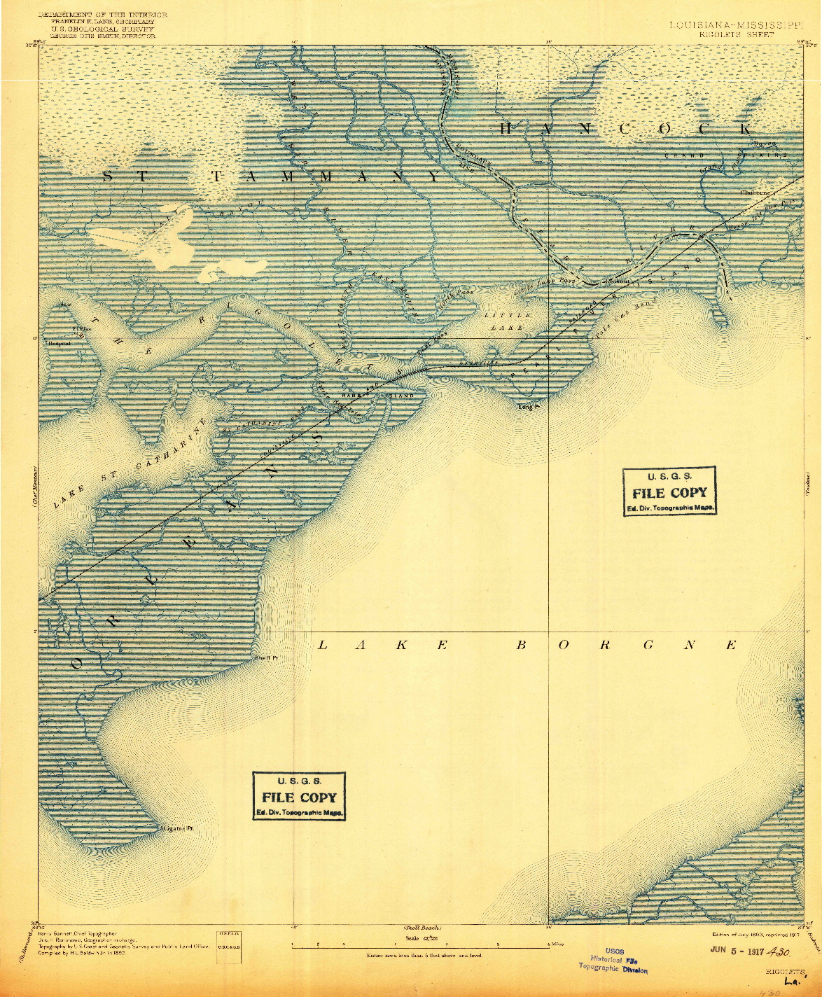 USGS 1:62500-SCALE QUADRANGLE FOR RIGOLETS, LA 1893