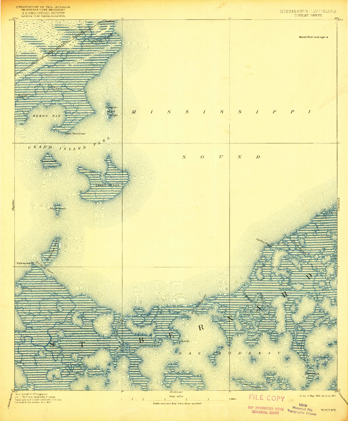 USGS 1:62500-SCALE QUADRANGLE FOR TOULME, MS 1893