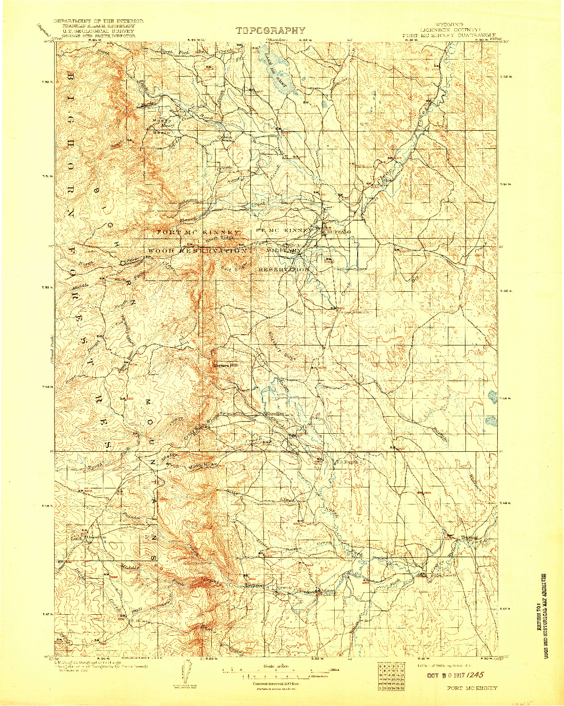 USGS 1:125000-SCALE QUADRANGLE FOR FORT MCKINNEY, WY 1903