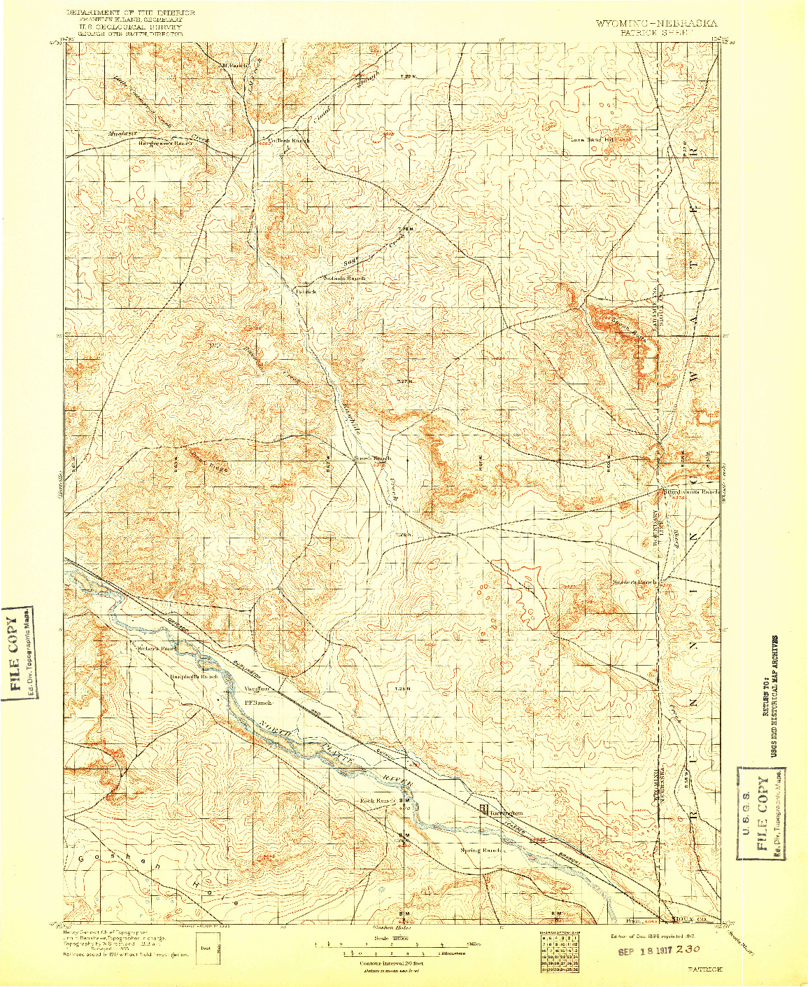 USGS 1:125000-SCALE QUADRANGLE FOR PATRICK, WY 1896