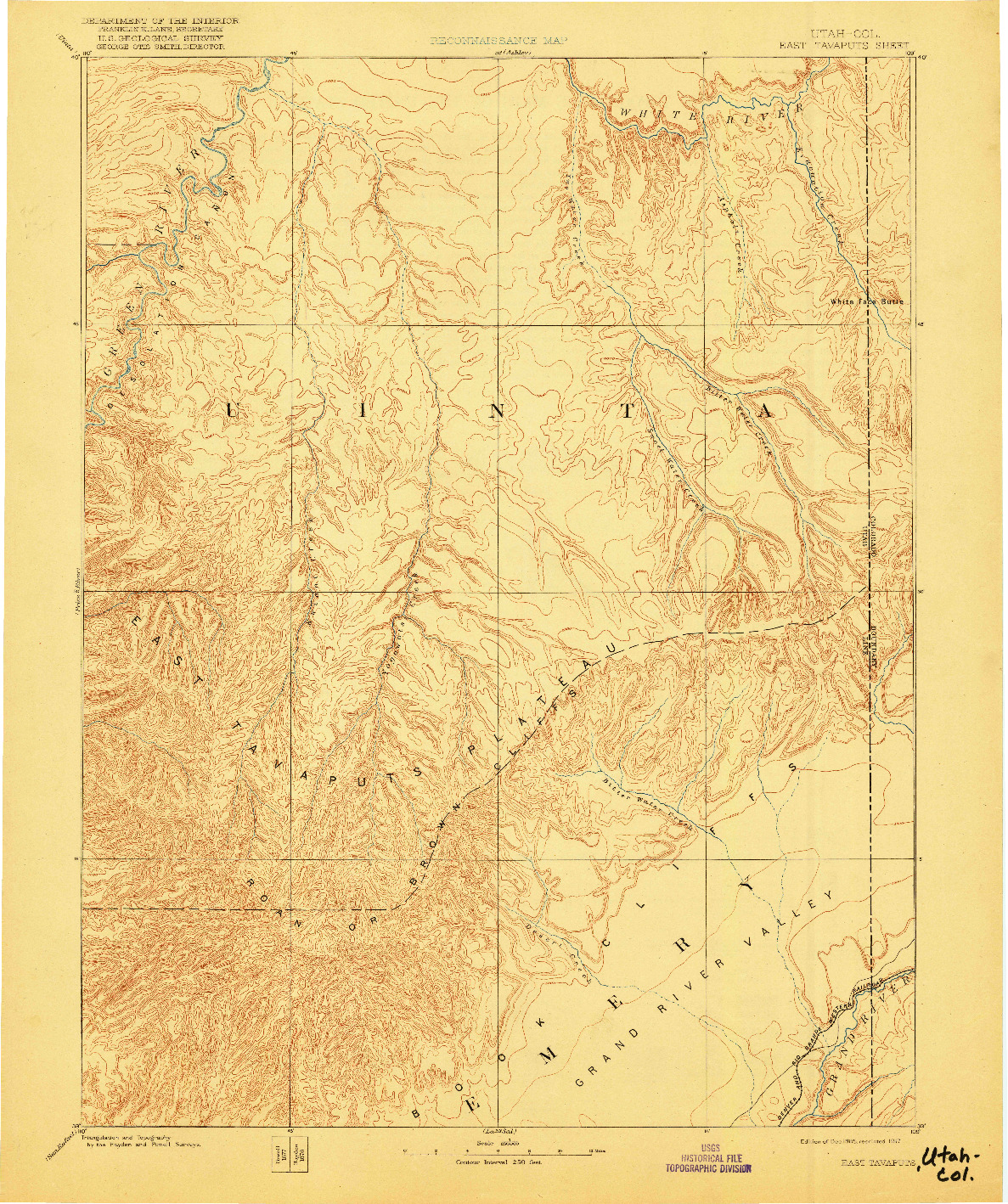 USGS 1:250000-SCALE QUADRANGLE FOR EAST TAVAPUTS, UT 1885