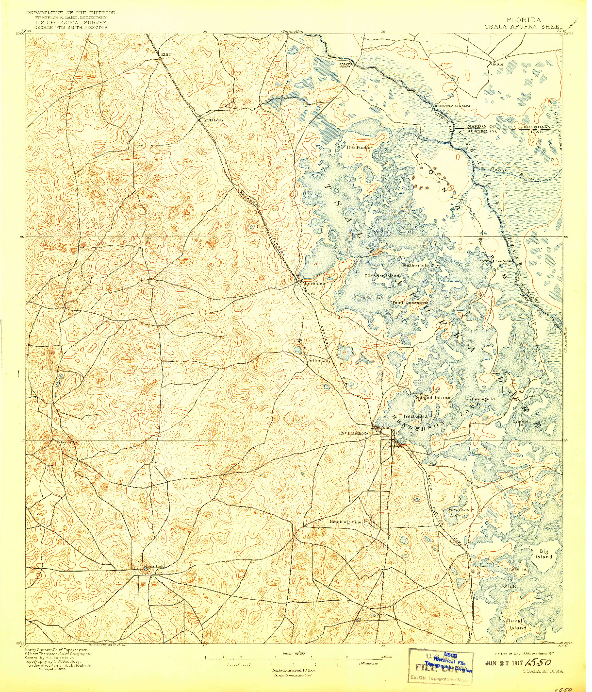 USGS 1:62500-SCALE QUADRANGLE FOR TSALA APOPKA, FL 1895