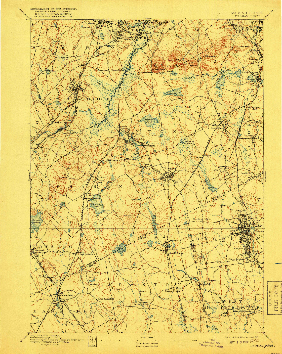 USGS 1:62500-SCALE QUADRANGLE FOR DEDHAM, MA 1894