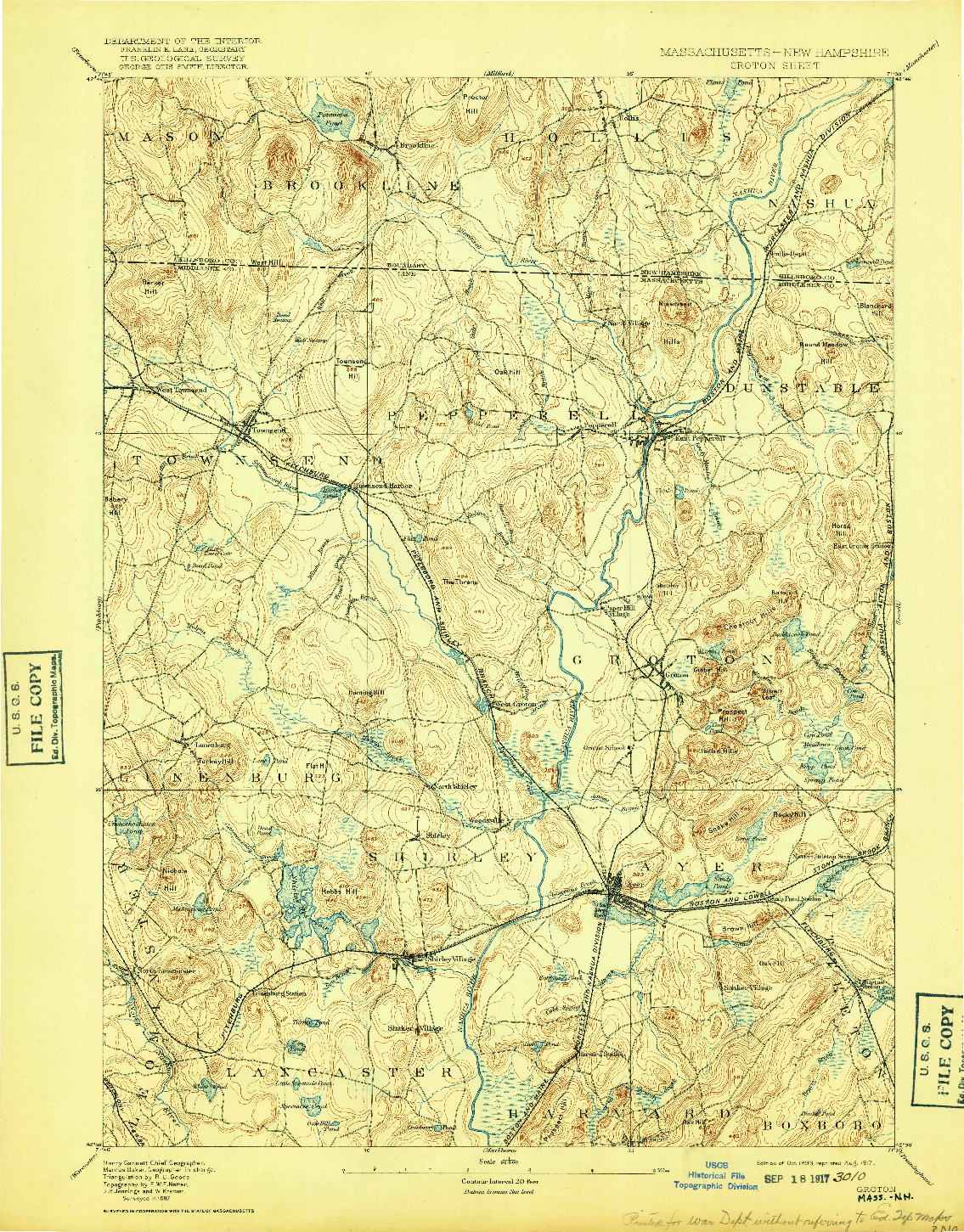 USGS 1:62500-SCALE QUADRANGLE FOR GROTON, MA 1893