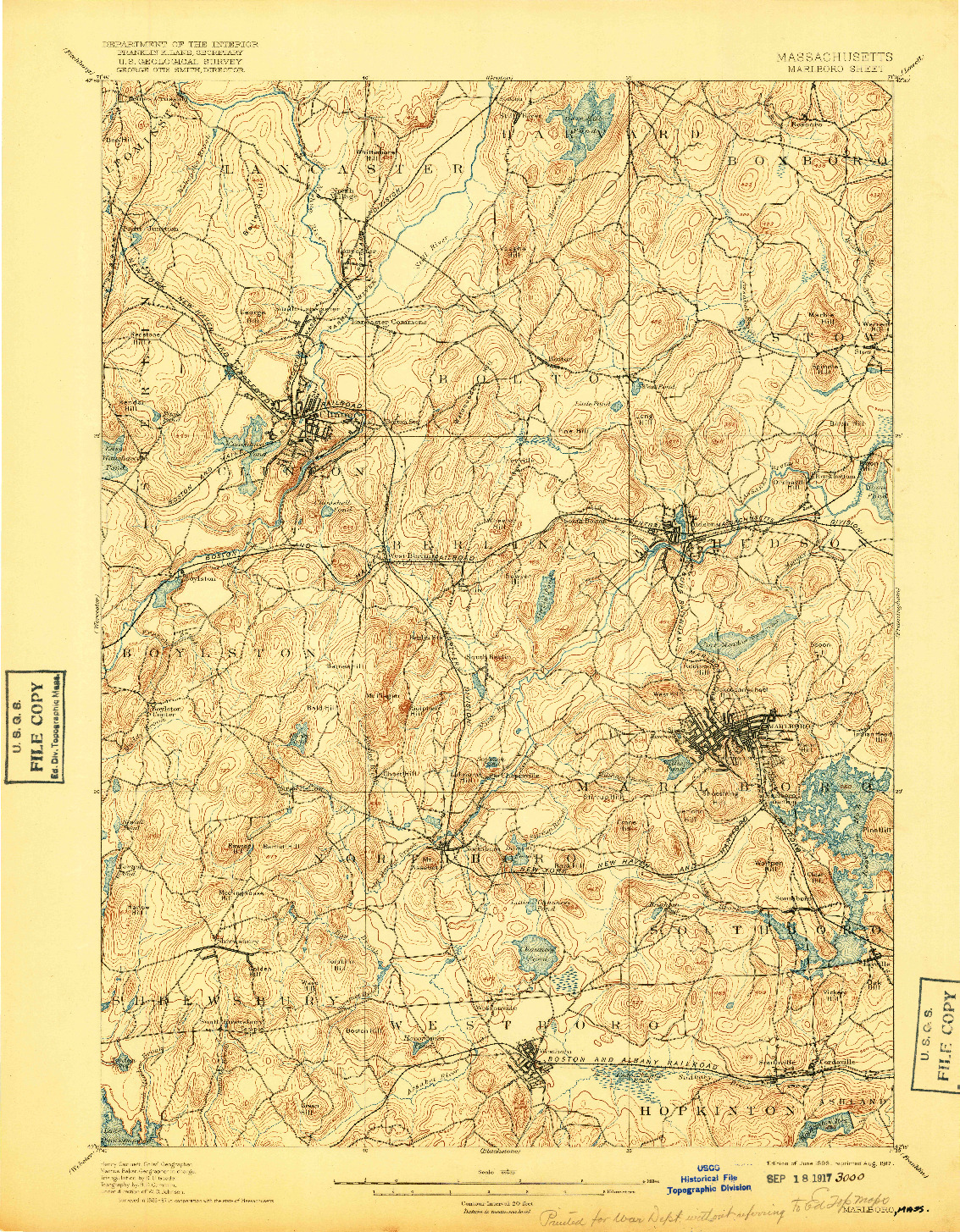 USGS 1:62500-SCALE QUADRANGLE FOR MARLBORO, MA 1898