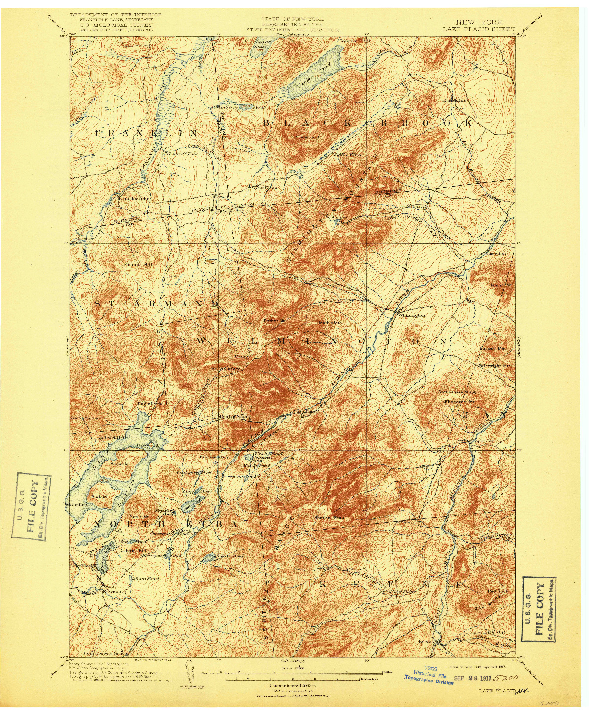 USGS 1:62500-SCALE QUADRANGLE FOR LAKE PLACID, NY 1898