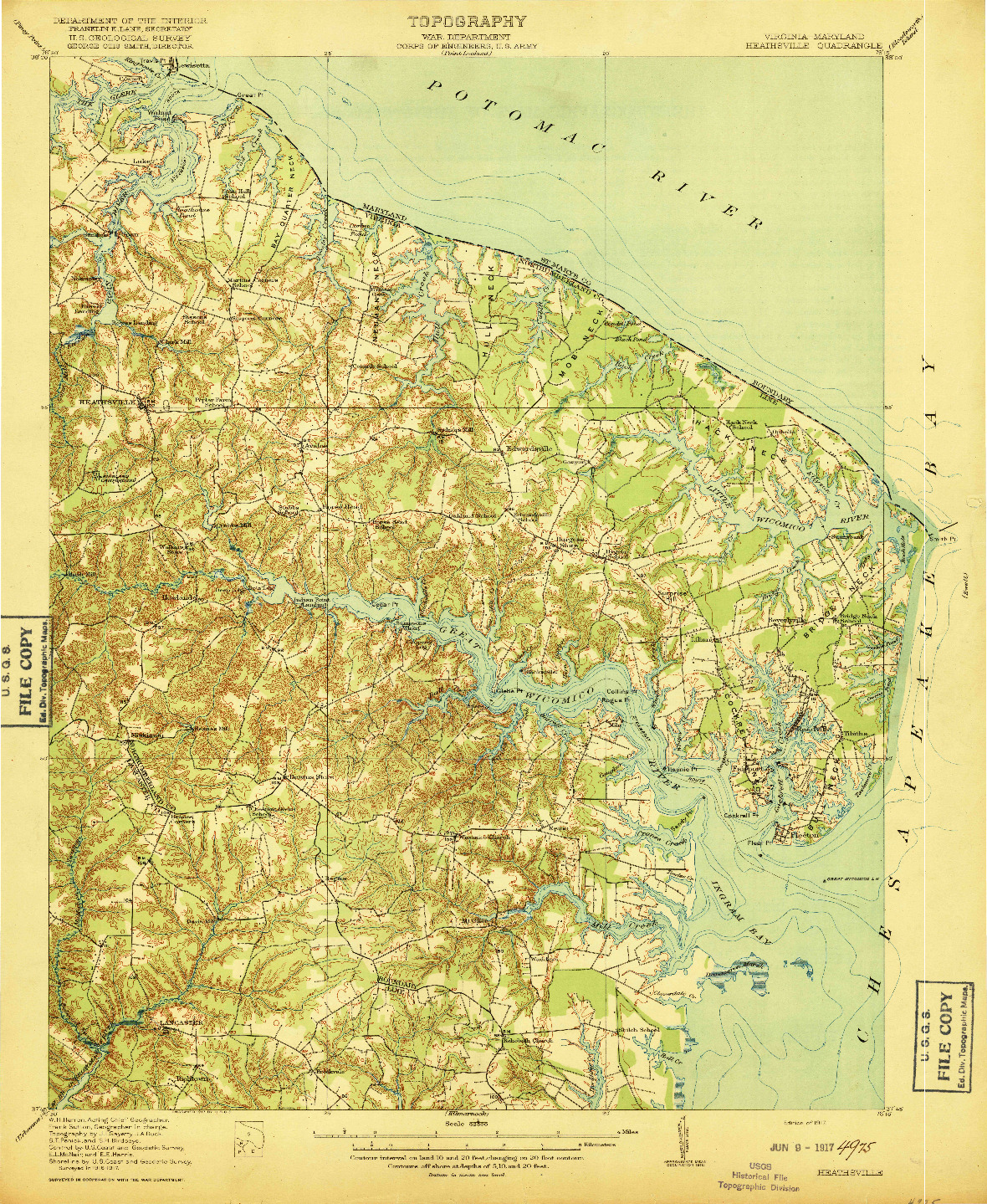 USGS 1:62500-SCALE QUADRANGLE FOR HEATHSVILLE, VA 1917