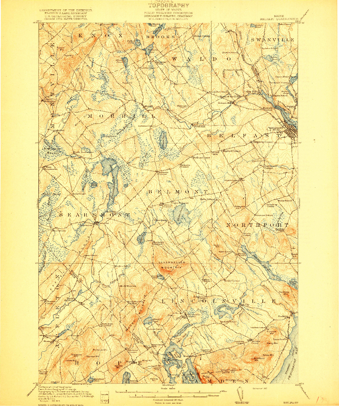 USGS 1:62500-SCALE QUADRANGLE FOR BELFAST, ME 1917