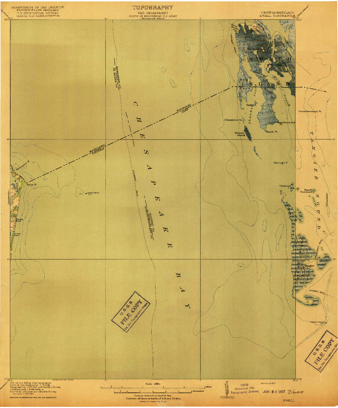 USGS 1:62500-SCALE QUADRANGLE FOR EWELL, VA 1917