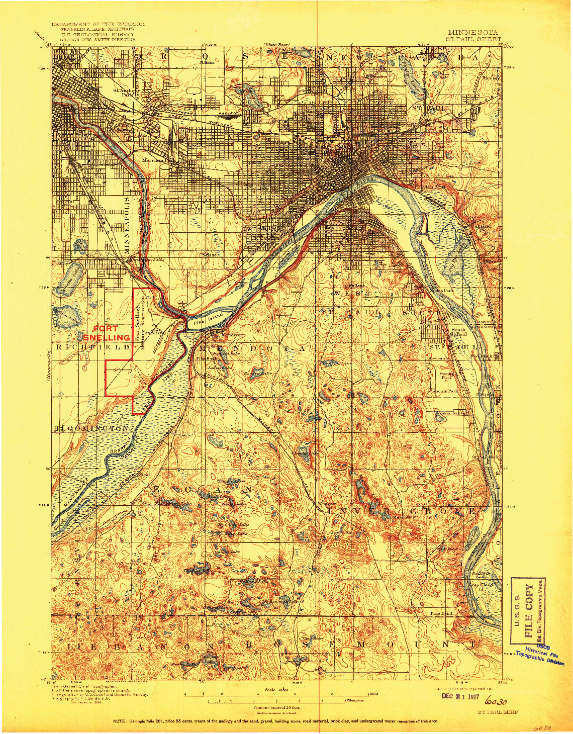 USGS 1:62500-SCALE QUADRANGLE FOR ST. PAUL, MN 1896