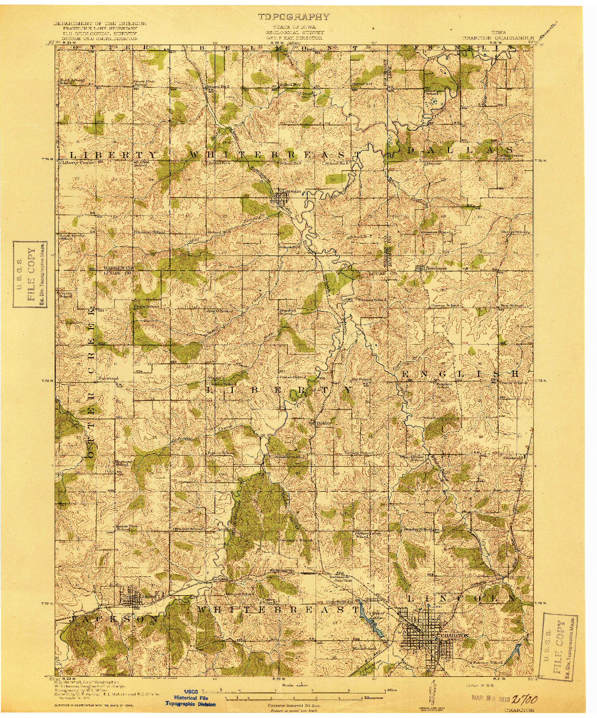 USGS 1:62500-SCALE QUADRANGLE FOR CHARITON, IA 1918