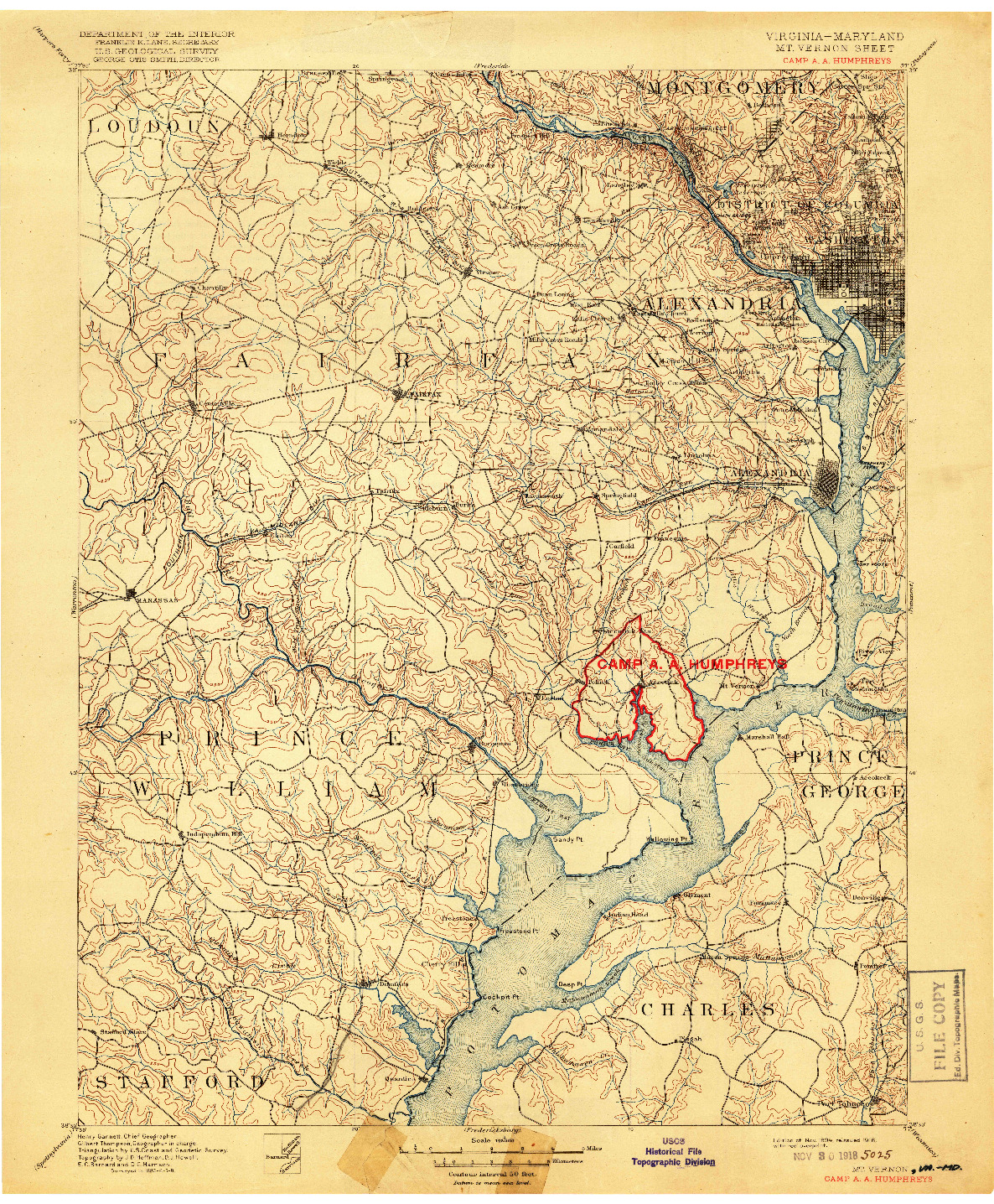 USGS 1:125000-SCALE QUADRANGLE FOR MT. VERNON, VA 1894