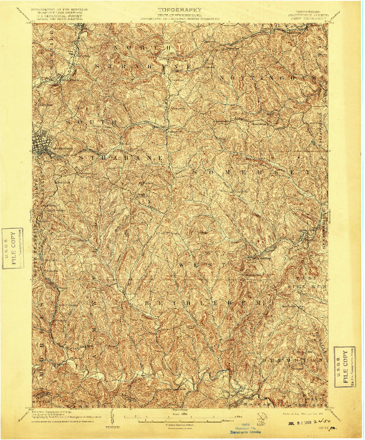 USGS 1:62500-SCALE QUADRANGLE FOR AMITY, PA 1904