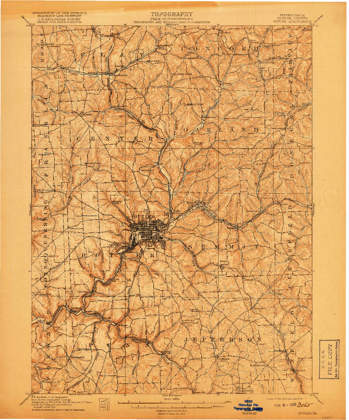 USGS 1:62500-SCALE QUADRANGLE FOR BUTLER, PA 1911