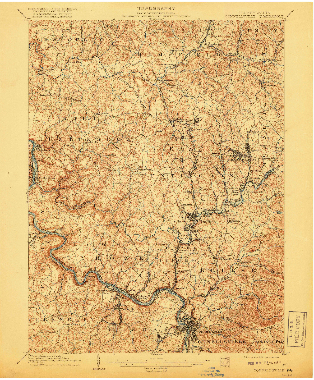 USGS 1:62500-SCALE QUADRANGLE FOR CONNELLSVILLE, PA 1902