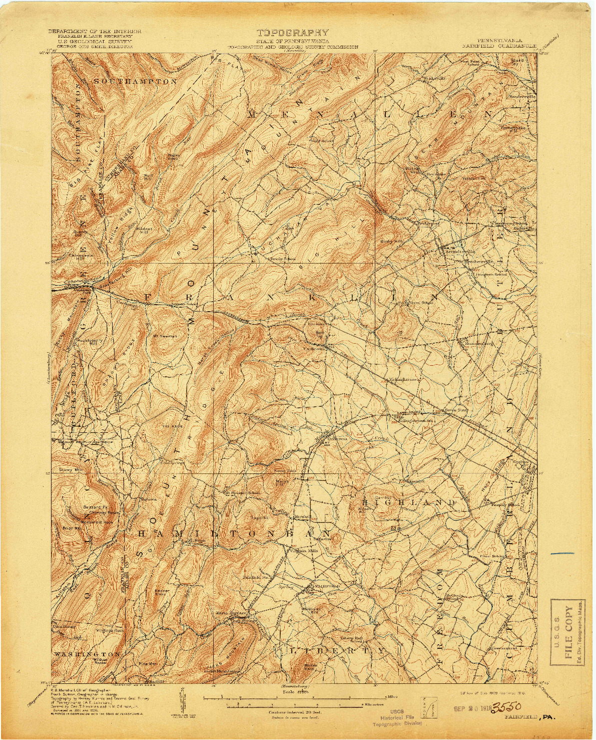 USGS 1:62500-SCALE QUADRANGLE FOR FAIRFIELD, PA 1909