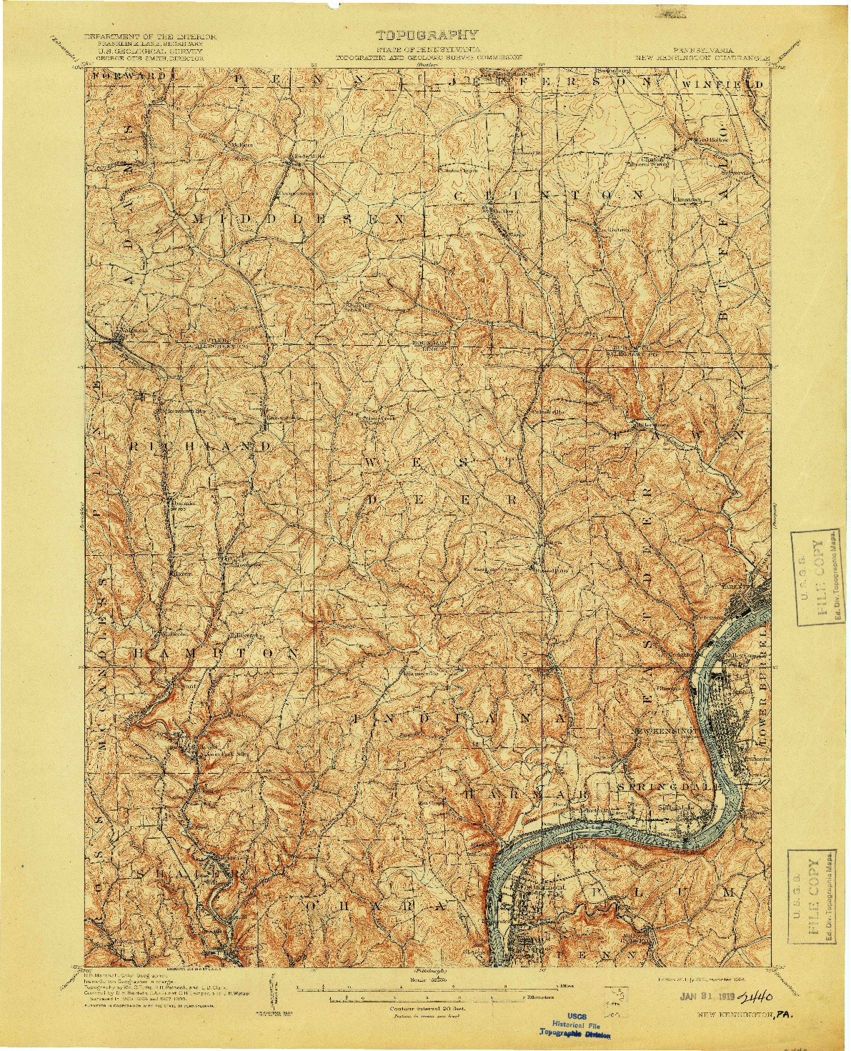 USGS 1:62500-SCALE QUADRANGLE FOR NEW KENSINGTON, PA 1910