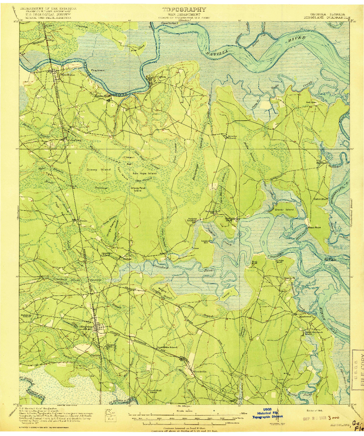 USGS 1:62500-SCALE QUADRANGLE FOR KINGSLAND, GA 1918