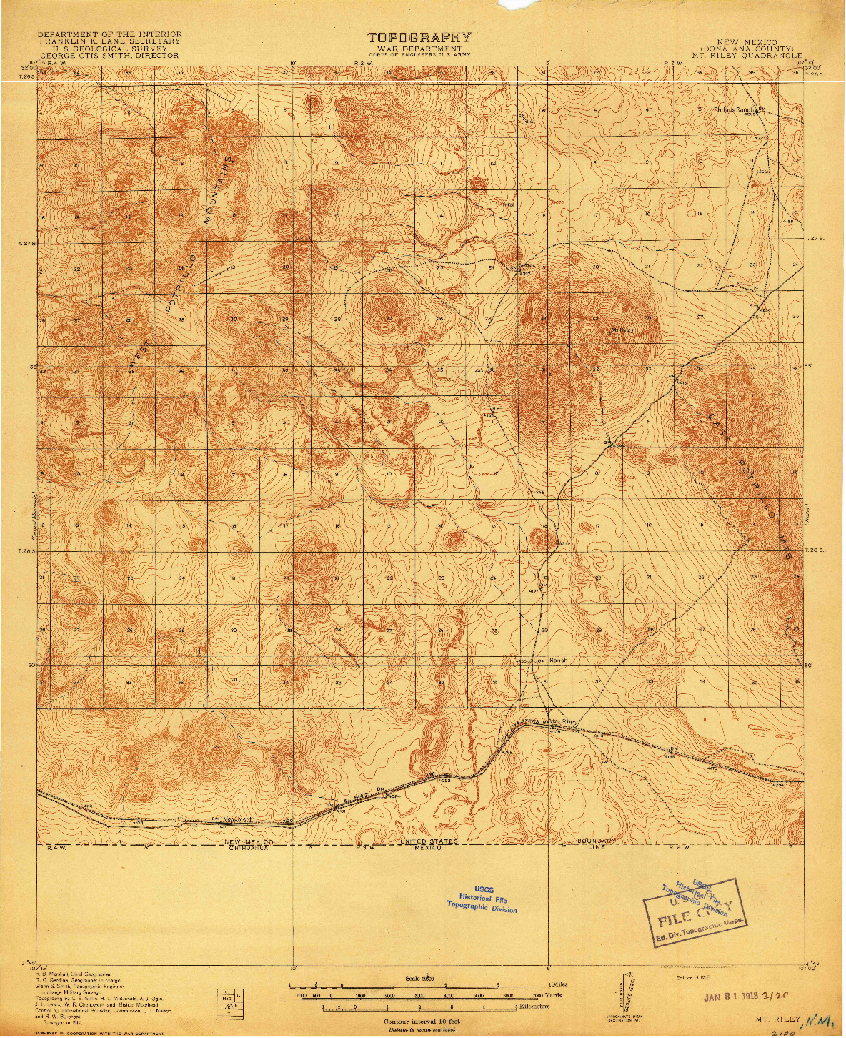 USGS 1:62500-SCALE QUADRANGLE FOR MT. RILEY, NM 1918
