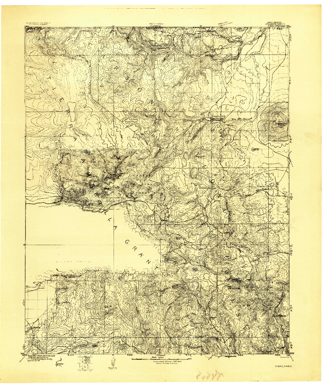 USGS 1:125000-SCALE QUADRANGLE FOR TUSAS, NM 1918